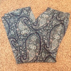 J. Crew Navy Paisley Drawstring Silk Pants